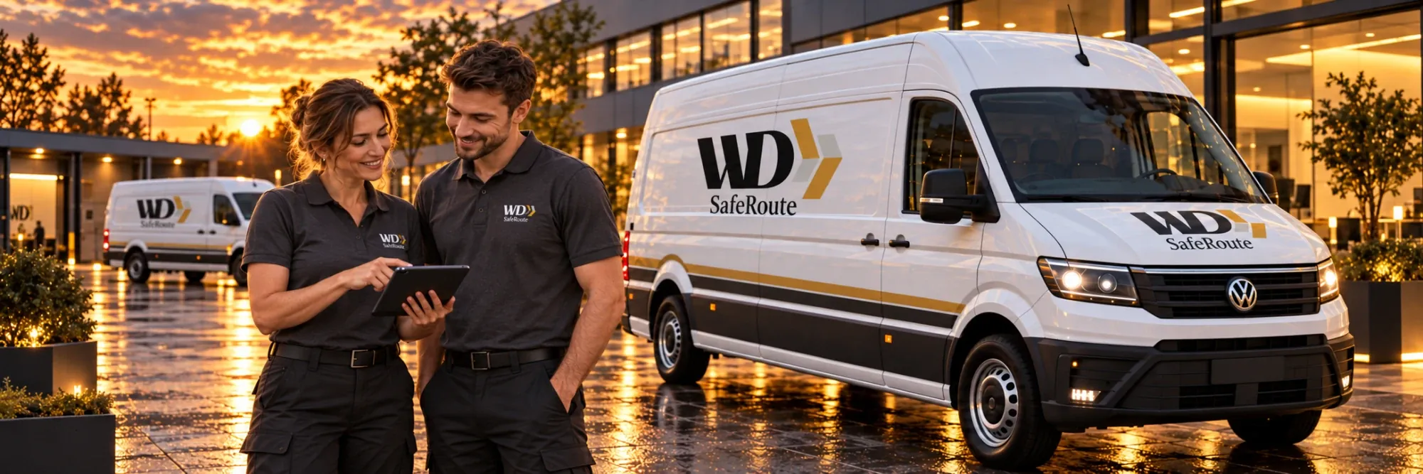 Team von WD-SafeRoute bespricht die Tourenplanung am Tablet